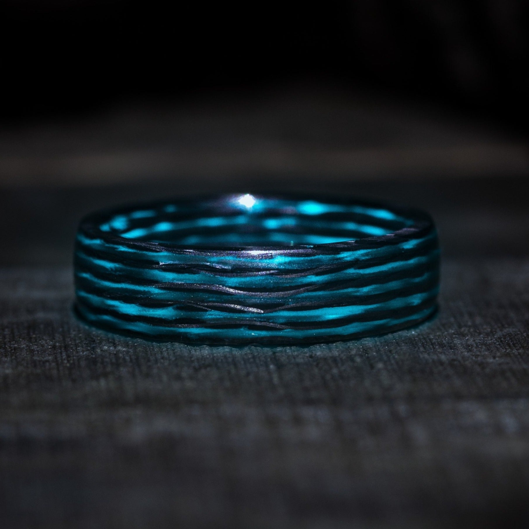 Carbon Fiber 2024 Blue Glow Ring