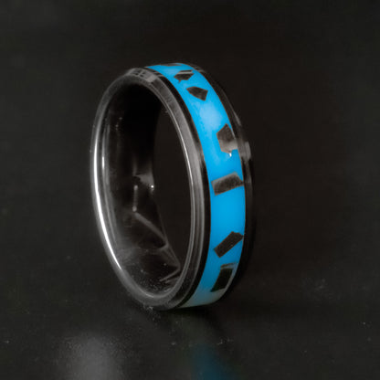 Blue Silver Tungsten Ring