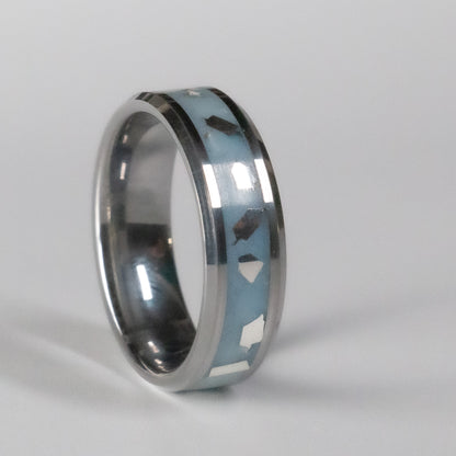 Blue Silver Tungsten Ring