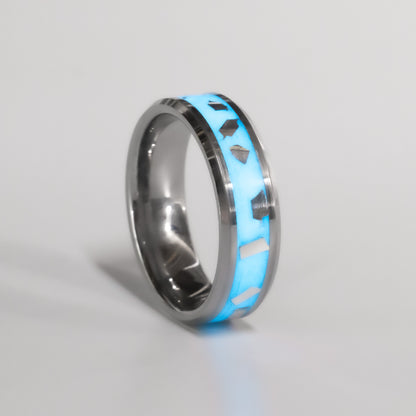 Blue Silver Tungsten Ring