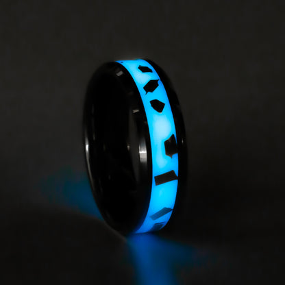 Blue Silver Tungsten Ring