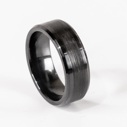 The Stealth Hand Set Carbon Fiber Ring In Black Ceramic