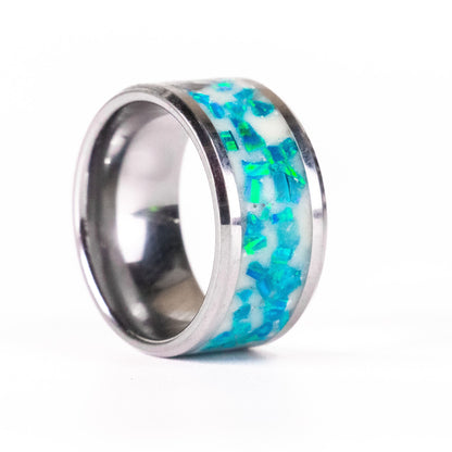 Caribbean Blue Broad Tungsten Ring