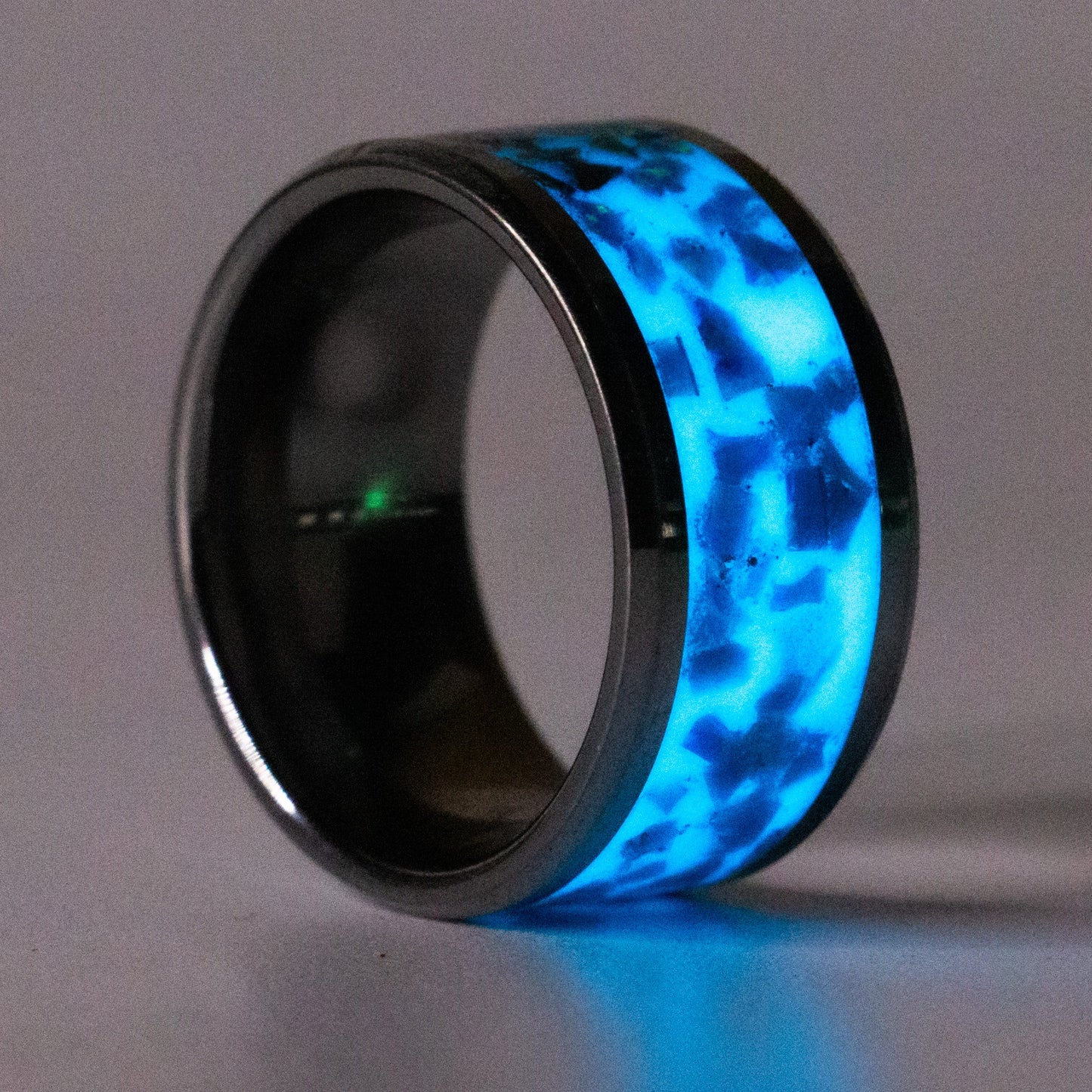 Caribbean Blue Broad Tungsten Ring