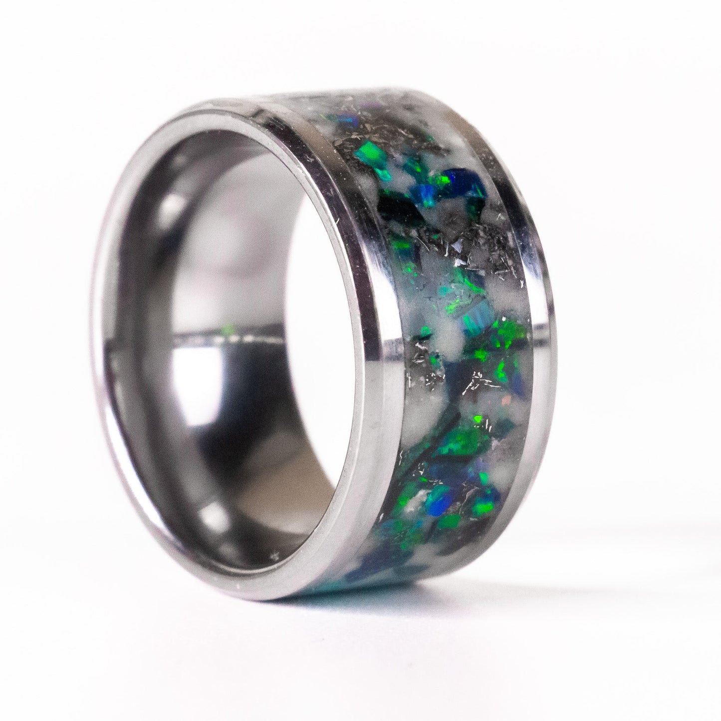 Evergreen Opal Broad Tungsten Ring